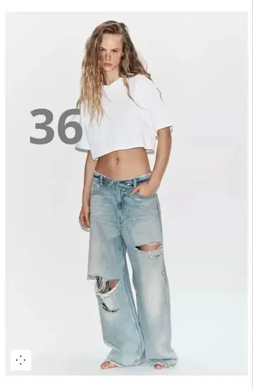 완판템 ZARA TRF 미드 라이즈 롤업 허리 데님 팬츠 36