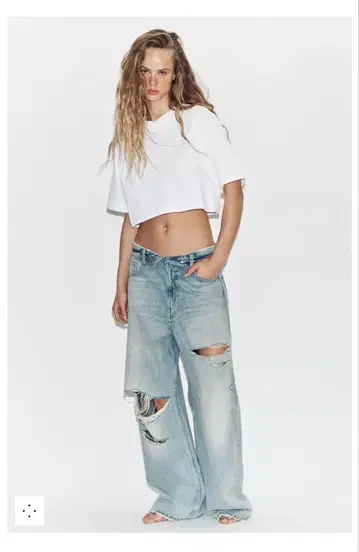 완판템 ZARA TRF 미드 라이즈 롤업 허리 데님 팬츠 36