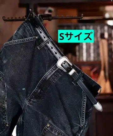S 사이즈 Vintage Works DH5747 가죽 벨트 BLACK