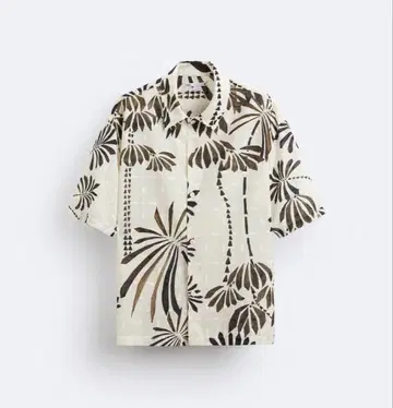 ZARA 썸머 반팔 하와이안 셔츠 시원한 여름 디자인 화이트 베이스