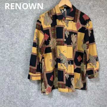 RENOWN 레트로 패치워크풍 페이즐리 무늬 긴팔 셔츠 올 패턴