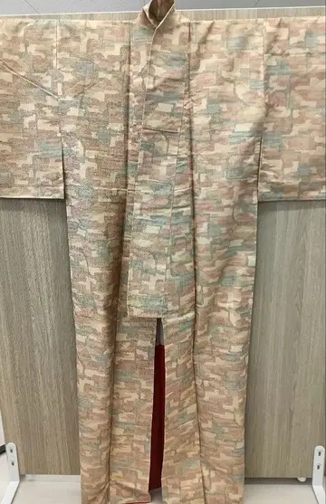 코몬 기모노 기하학 패턴 베이지 계열