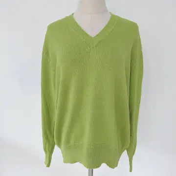 BENETTON V넥 니트 스웨터 그린 M 48 면