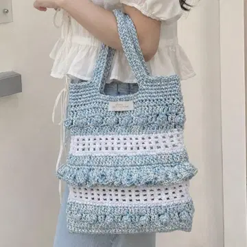 손뜨개질 프릴 핸드백 핸드메이드