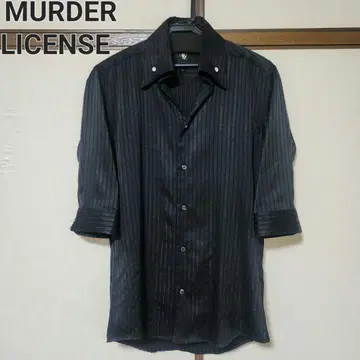 MURDER LICENSE 7부 소매 라메 스트라이프 스키퍼 셔츠