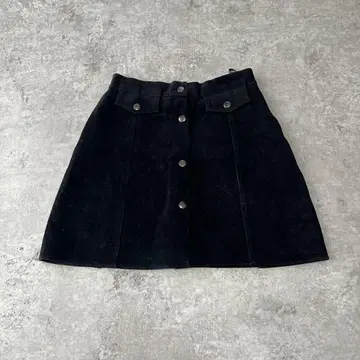 Gipsy 집시 천연 가죽 리얼 가죽 스웨이드 미니 스커트 블랙 S 사다리꼴