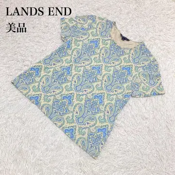 LANDS' END 반팔 티셔츠 페이즐리 무늬 블루 S U504