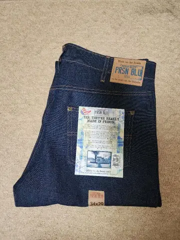 [새상품] PRISON BLUES Relax Fit 리지드 데님 34x29