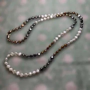 담수 진주 멀티 컬러 롱 목걸이