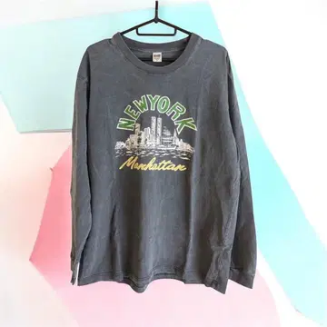 BARNS OUTFITTERS 롱 T XL 페이드 NY 그래픽