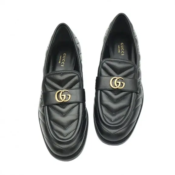 Gucci(구찌) 670399 GG 마몽 블랙 마틀라세 금장 여성 로퍼 38