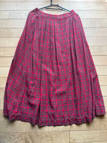 빈티지 빨간색 체크 롱 스커트 vintage 빈티지 스타일