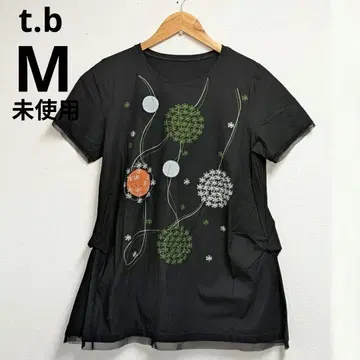 미사용 t.b 센소유니코 38 블랙 반팔T셔츠 자수
