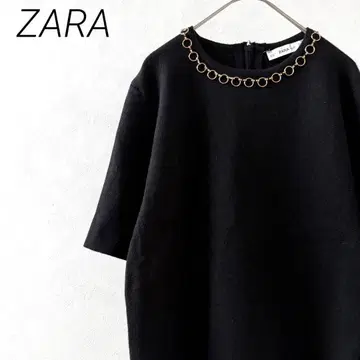 ZARA 니트 스웨터 크루넥 골드 체인 루즈핏