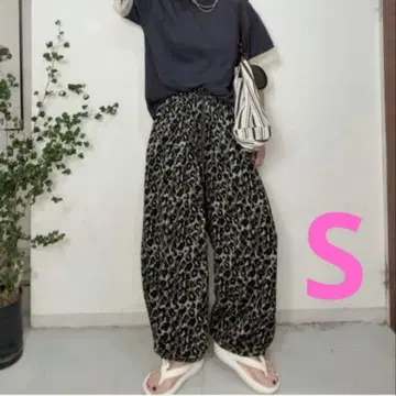 시마무라 오나츠 레오파드 커브 팬츠 S 그린 중그린