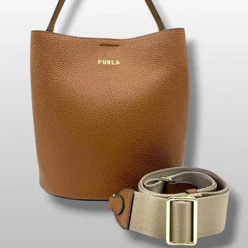 미사용급 FURLA 훌라 숄더백 2way 브라운 버킷 가죽