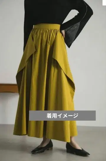 STYLEMIXER 라임 미사용 택 포함 스퀘어 패널 개더 스커트