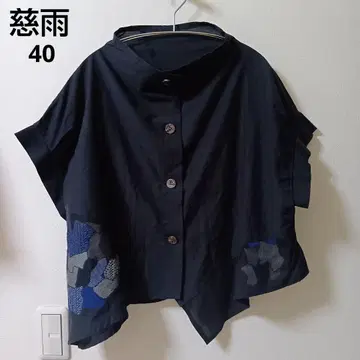 지우/지우 센소유니코 변형 블라우스 반팔 자수 40 일본제