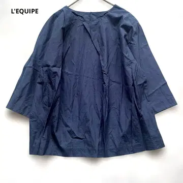 L'EQUIPE 네이비 5부 소매 블라우스 심플