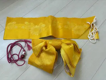 유카타용 조립식 오비 옐로우 컬러 해바라기 무늬