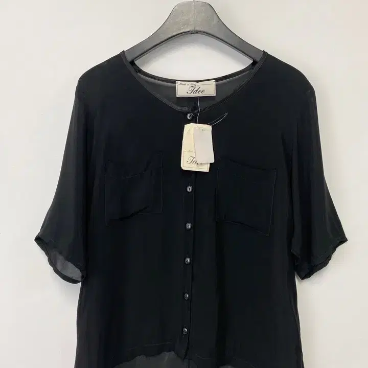 빈티지 Jdee made in italy 실키 비스코스 포켓 블라우스 셔츠