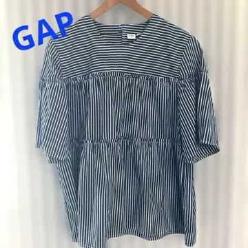 [ GAP ] 스트라이프 반팔 블라우스 L 사이즈