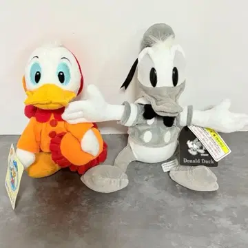 도널드 덕 봉제 인형 흑백 모노톤 SEGA