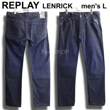 리플레이 LENRICK W86cm 다크 네이비 슬림 스트레이트 컬러 팬츠