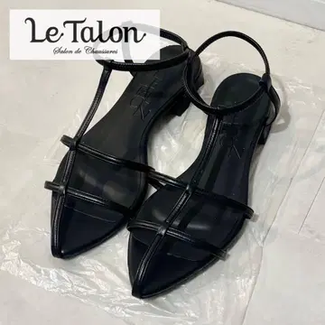 [ 새상품급 ] LE TALON 루탈론 T 스트랩 샌들 블랙 S