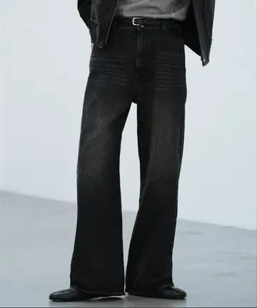 [ WYM LIDNM ] CURVED FLARE DENIM SLACKS