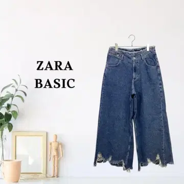 zG2048 [ M ] ZARA BASIC 데님/청바지 와이드 데미지 가공