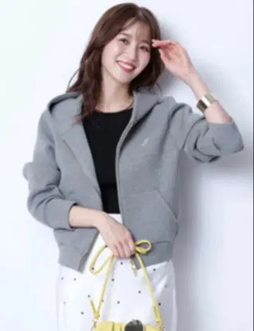 새상품급 JUSGLITTY 더블 지퍼 컴팩트 후드티 차콜 그레이 M