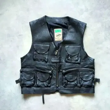 90s vintage multi pocket leather vest