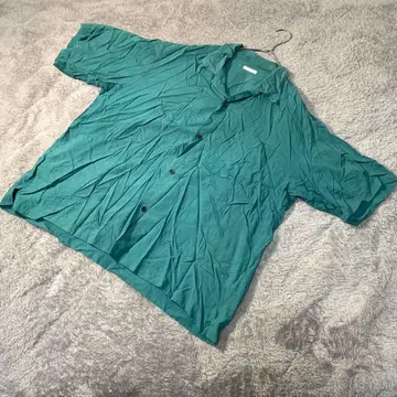 GU 레이온 오픈 카라 반팔 셔츠 XL 그린