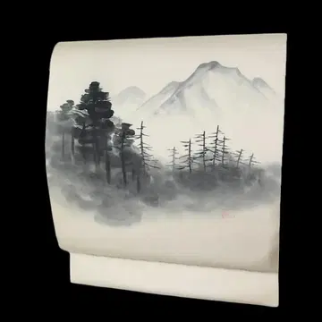 나고야 오비 화이트 시오제 수제 염색 순수 실크 중고 야마 No.ymo0273