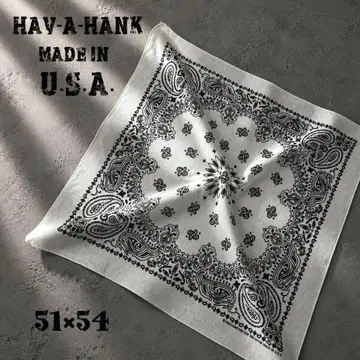 90s USA제 HAV-A-HANK 화이트 페이즐리 반다나 화이트