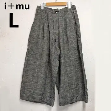 i+mu 센소유니코 40 와이드 팬츠 린넨 가우초 체크