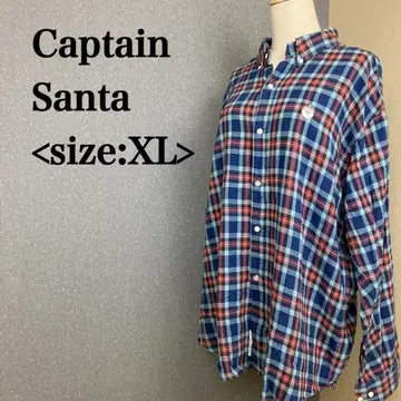 Captain Santa 체크 플란넬 셔츠 XL 자수
