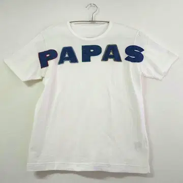 PAPAS 파파스 반팔 T셔츠 로고 자수 화이트