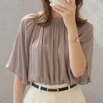 PLST 개더 블라우스
