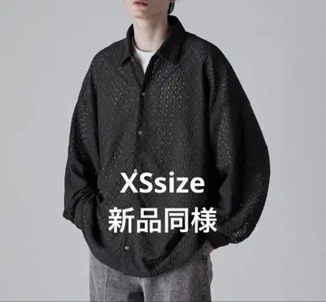 CLEL 차콜 그레이 벌룬 슬리브 레이스 셔츠