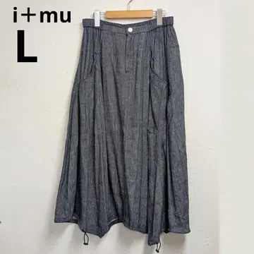 i+mu 센소유니코 40 롱 스커트 변형 스트라이프 린넨