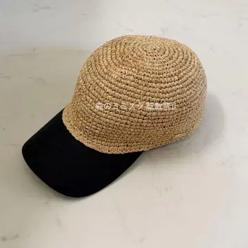 milsa 밀사 캡 바이컬러 베이지 블랙 밀짚 라피아