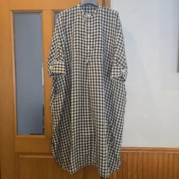 45R 깅엄 체크 빅 원피스 롱 기장