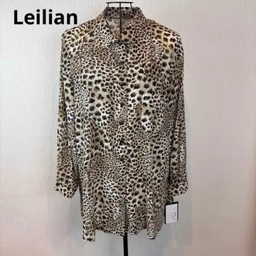 Leilian 15호 레오파드 무늬 블라우스 비침 있음 새상품 택 29000엔