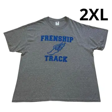 00s Jerzees 윙풋 T셔츠 2XL 멜란지 그레이 파랑 발자국