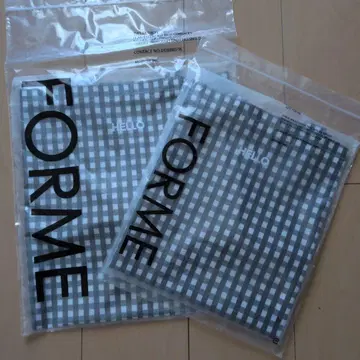 FORME CHECK PVC BAG 2개 세트 깅엄 체크 미사용 새상품
