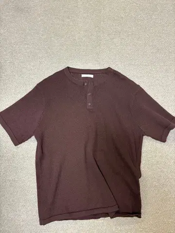 ZARA 헨리넥 니트T셔츠 브라운 M