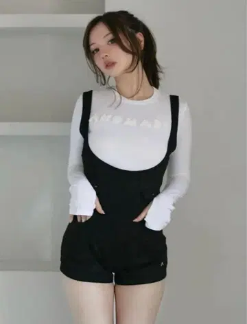 Andmary Mary 로고 탑스 화이트 프리 사이즈