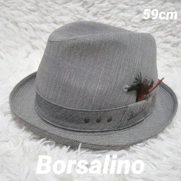Borsalino 볼사리노 중절모 깃털 장식 59cm 그레이 일본제